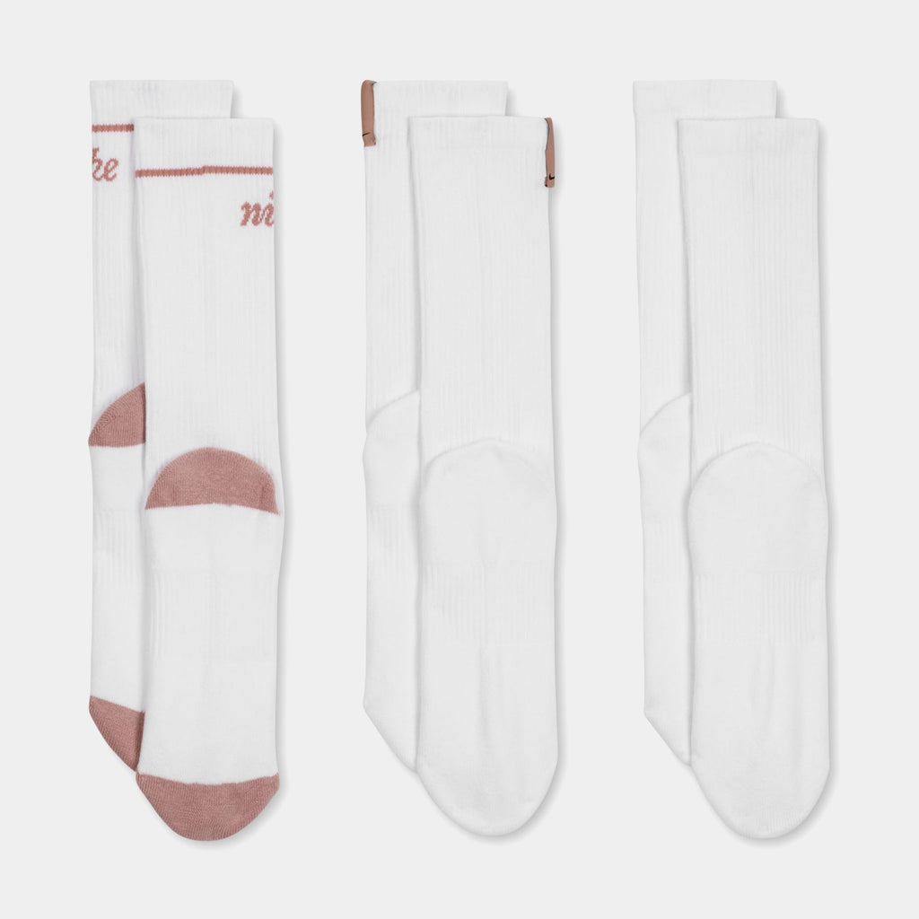 Everyday Plus Crew 3 Pack Womens Socks (White/Pink)
