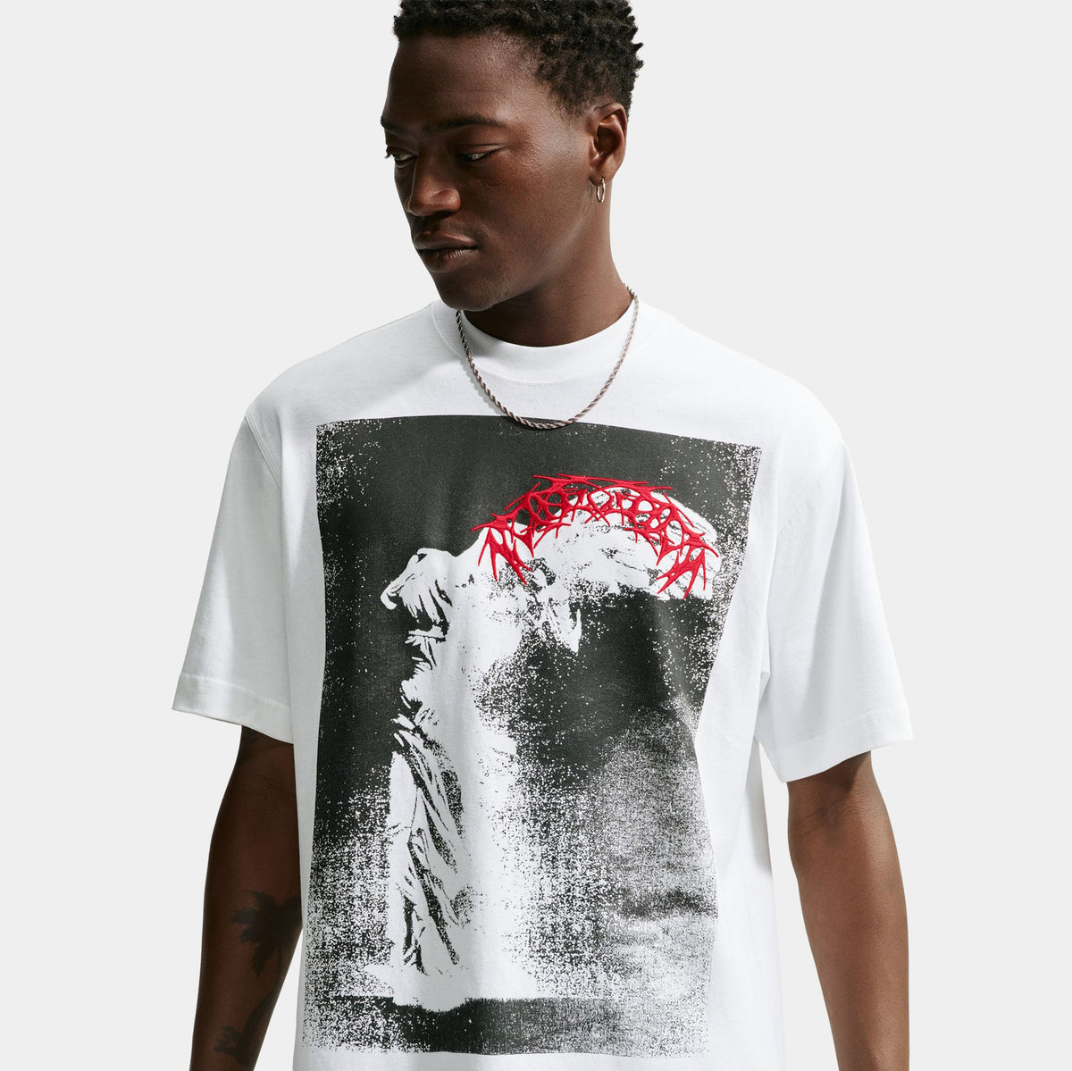 NSW Goddess Print Mens Short Sleeve Shirt (White)