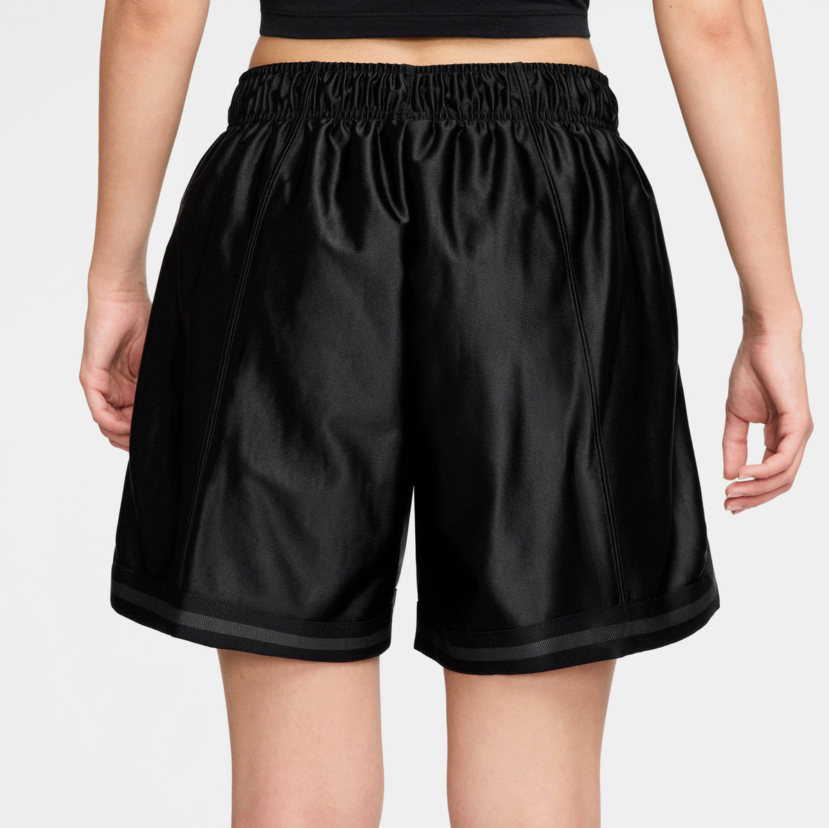 Loose 6" Mid Rise Satin Womens Shorts (Black/Anthracite/Anthracite)