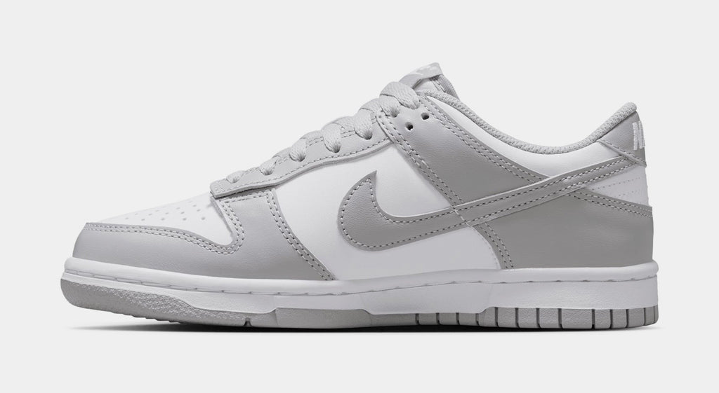 Dunk Low Grade School Basketball Shoes (White/Light Grey/White)