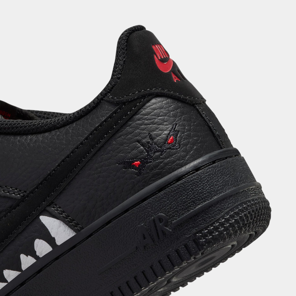 Air Force 1 Low Wolf Grade School Lifestyle Shoes (Black/University Red/Metallic Silver/Black)