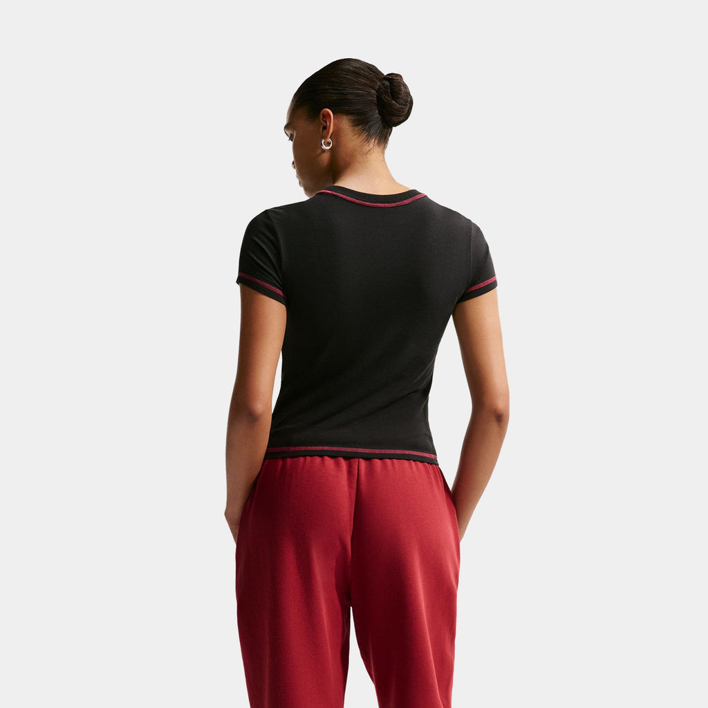 Chill Knit Slim Cropped Womens Short Sleeve Shirt (Black/Rush Pink)