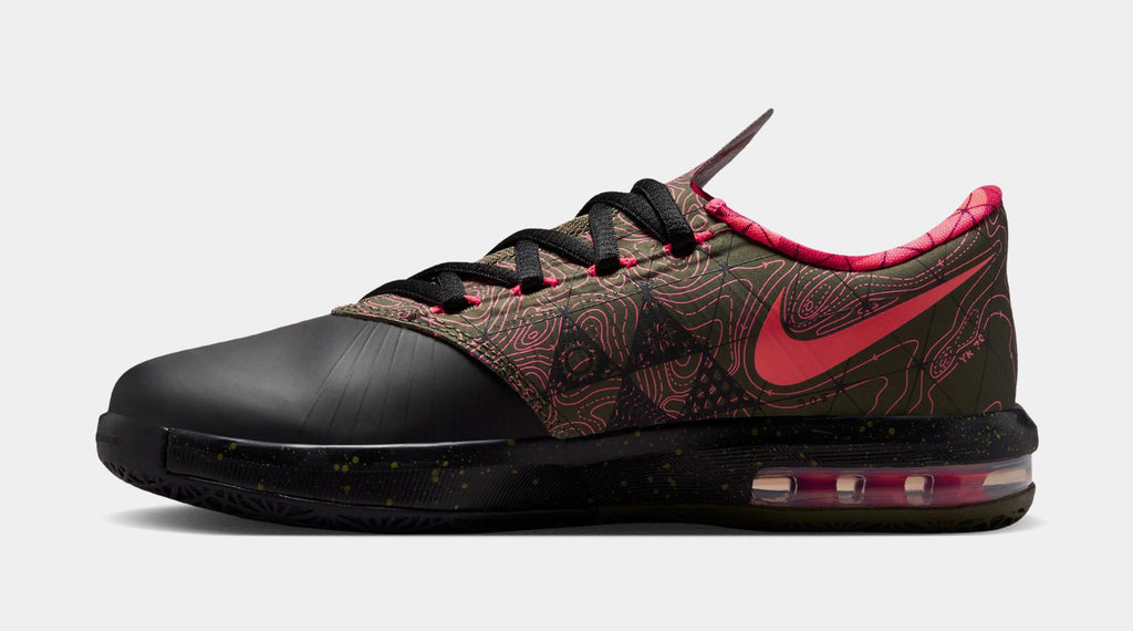 KD 6 Meteorology Black And Medium Olive Grade School Basketball Shoes (Black/Atomic Red/Medium Olive/Noble Red)