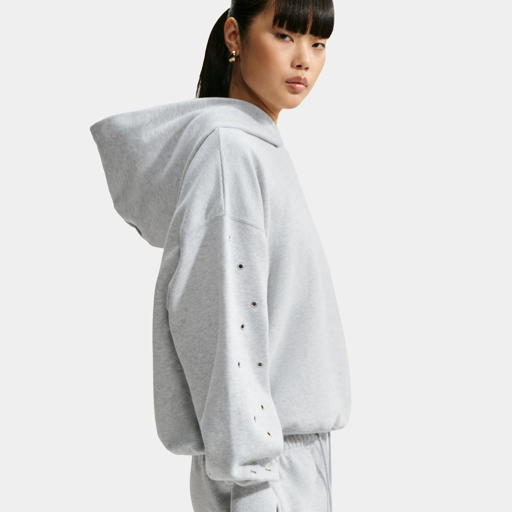 Studio Fleece Medium Oversized Pullover Womens Hoodie (Wolf Grey/Heather/Sail)