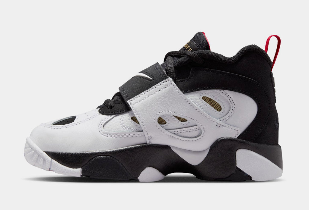 Air Diamond Turff II Preschool Basketball Shoes (Black/White/Fire Red/Metallic Gold)
