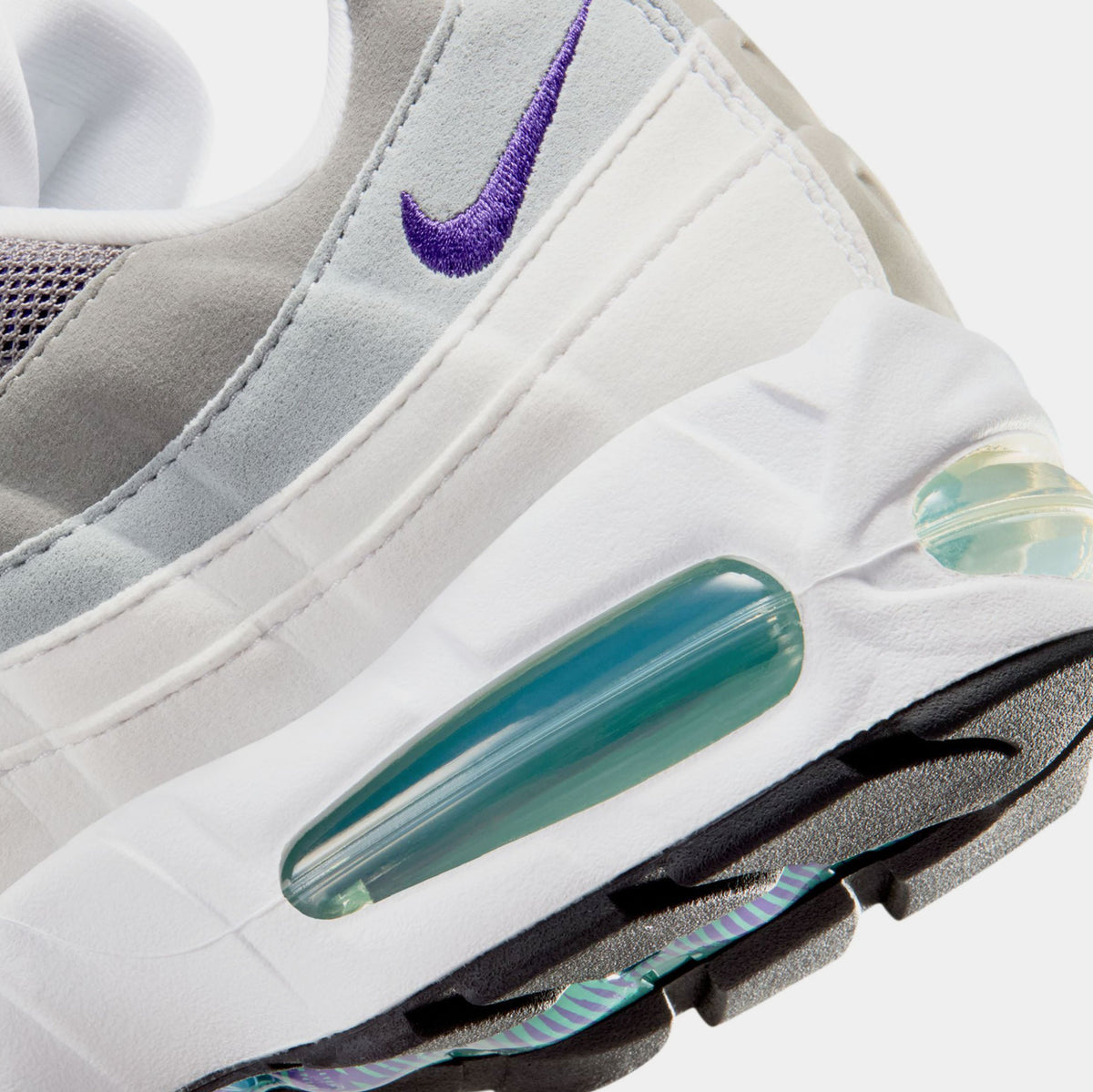 Air Max 95 Big Bubble Grape Womens Running Shoes (White/Emerald Green/Wolf Grey/Court Purple)