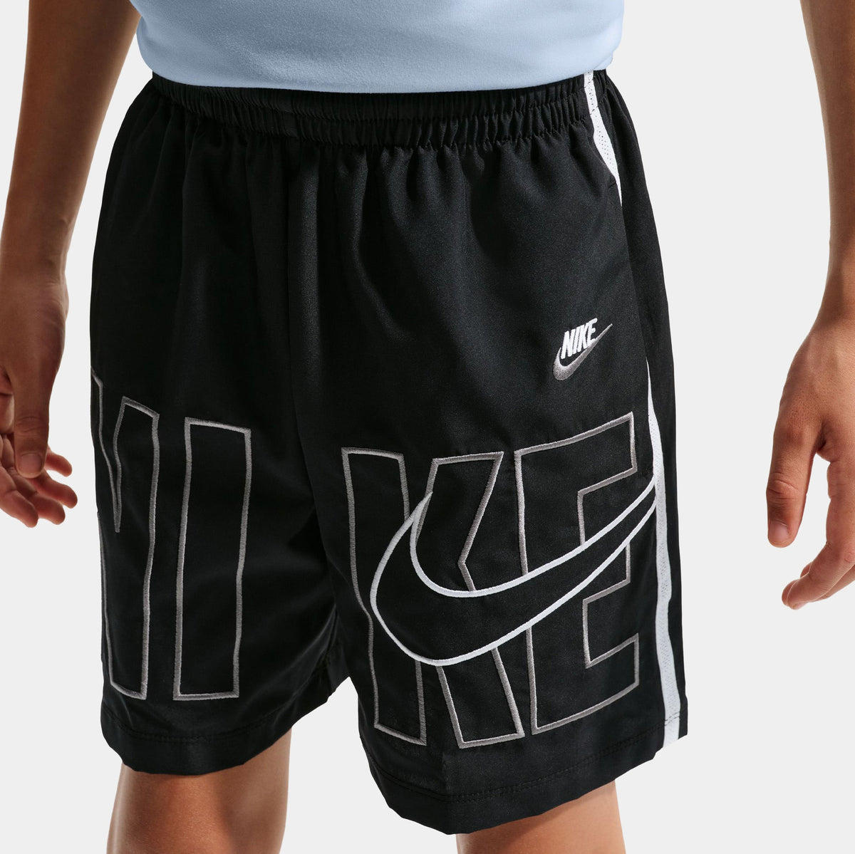 Multi Dri Fit Training Woven Grade School Shorts (Black/Pure Platinum/White)