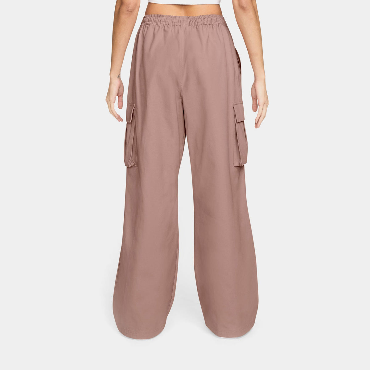Mid Rise Oversized Woven Cargo Womens Pants (Particle Pink/Sail)