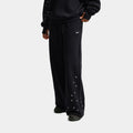 Studio Fleece Medium Weight Mid Rise Wide Leg Womens Sweatpants (Total Black/Sail)
