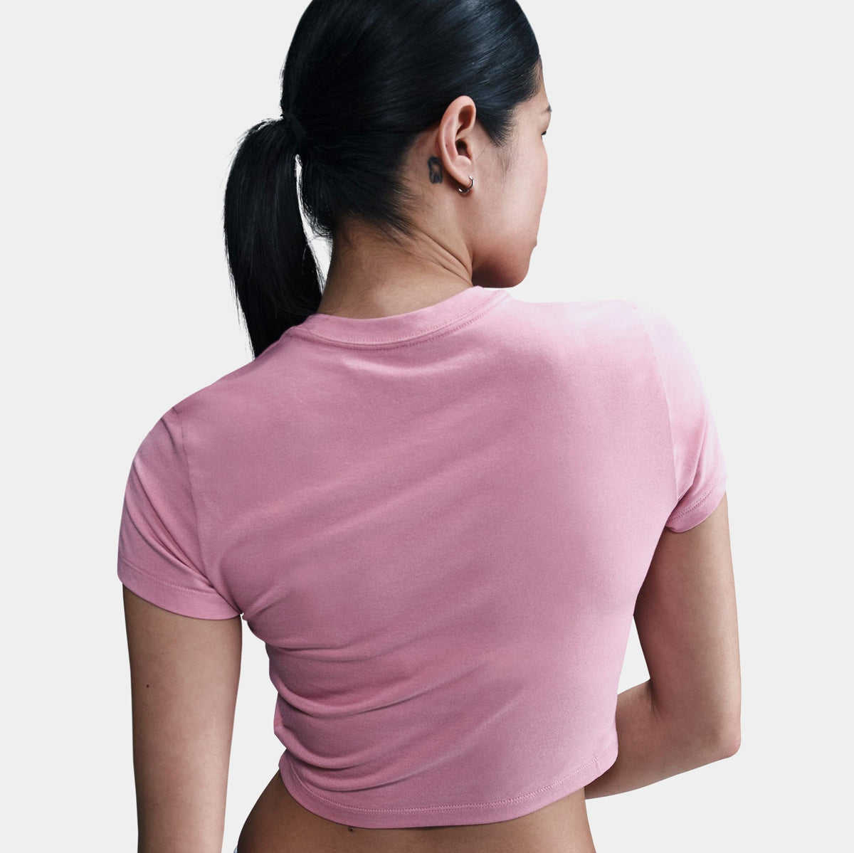 NSW Chill Knit Slim Cropped Womens Short Sleeve Shirt (Pink/White)