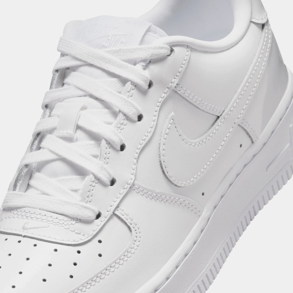 Air Force 1 Low Patent Leather Grade School Lifestyle Shoes (White)