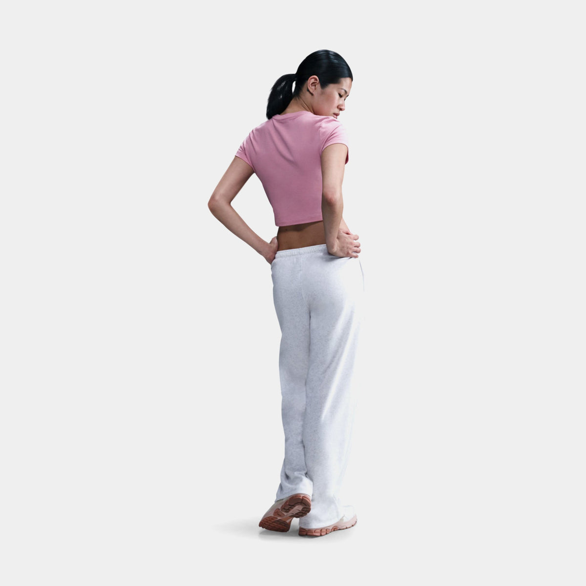 NSW Chill Knit Slim Cropped Womens Short Sleeve Shirt (Pink/White)