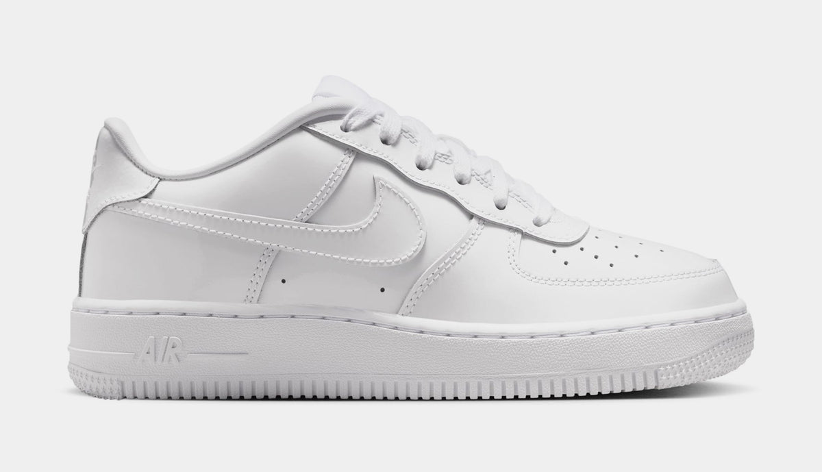 Air Force 1 Low Patent Leather Grade School Lifestyle Shoes (White)