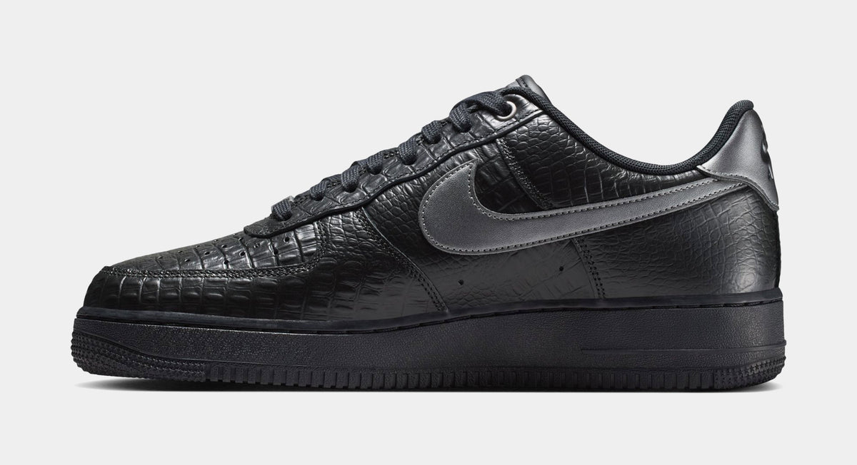 Air Force 1 Low Triple Black Croc Mens Lifestyle Shoes (Black/Metallic Dark Grey)