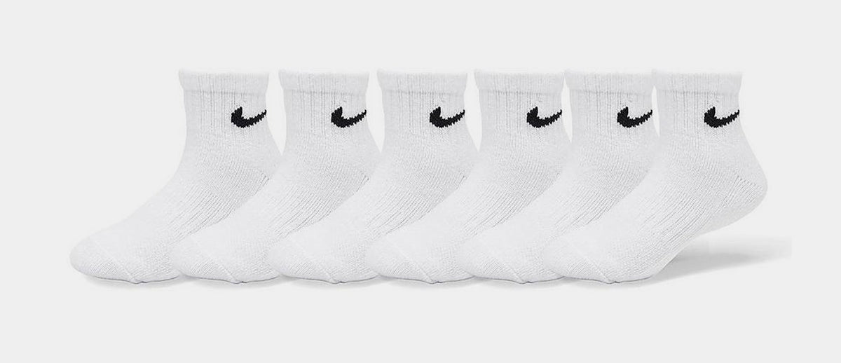 Dri Fit Logo 6 pack Ankle Preschool Socks (White)