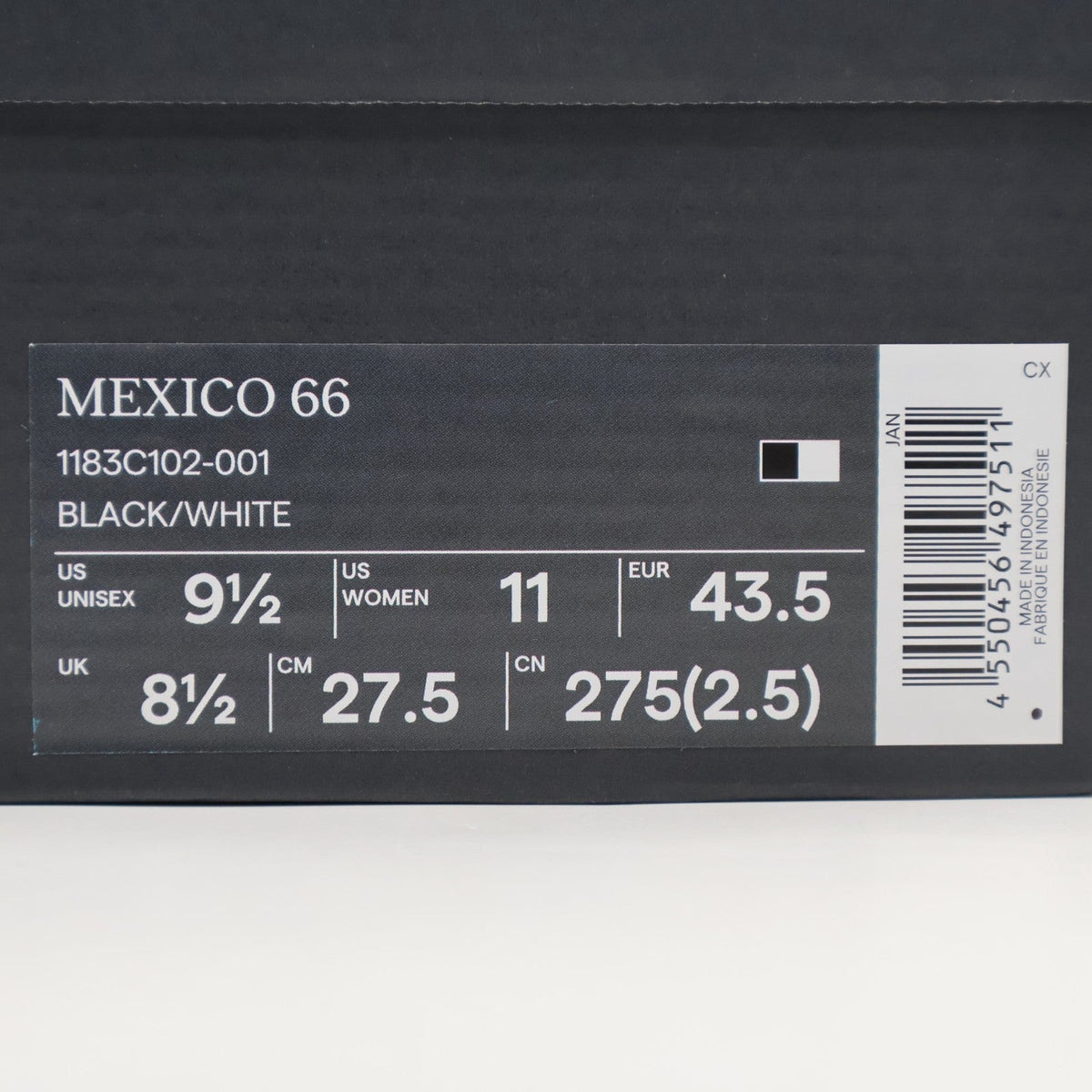 1183C102-001 Onitsuka Tiger Mexico 66 Black White (Men's)
