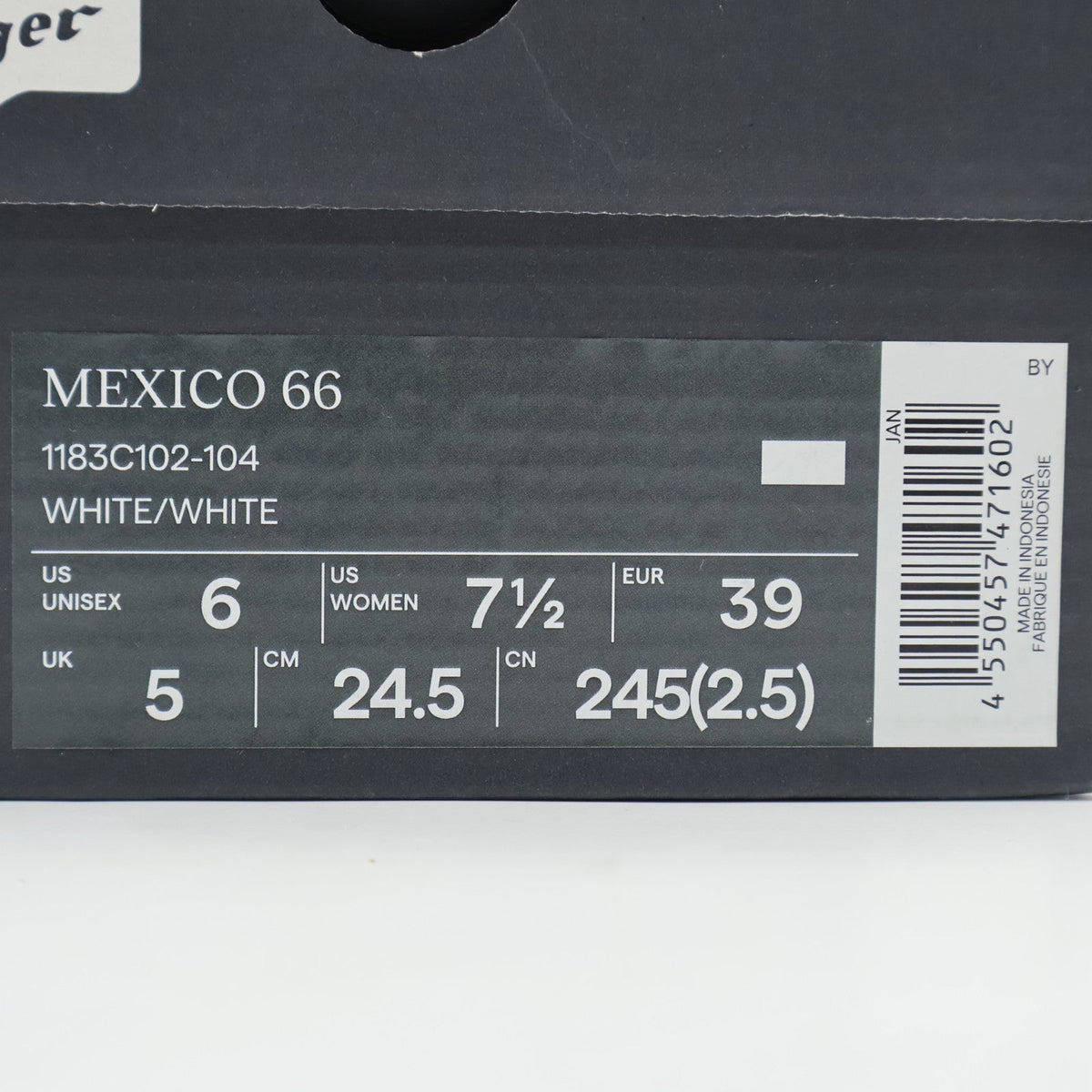 1183C102-104 Onitsuka Tiger Mexico 66 White (Men's)