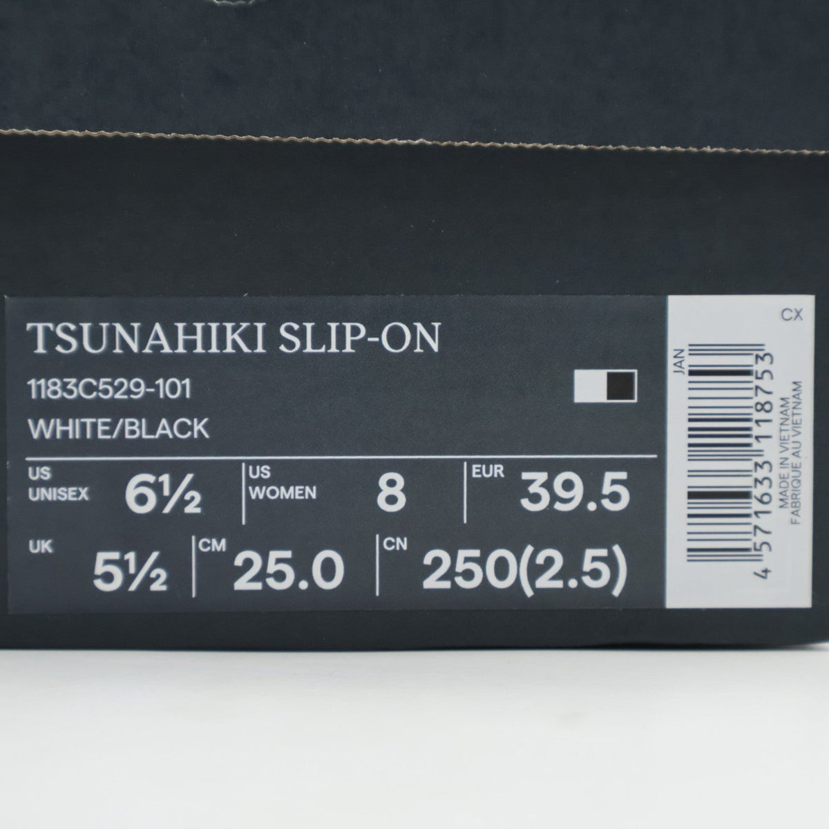1183C529-101 Onitsuka Tiger Tsunahiki Slip On White Black (Men's)