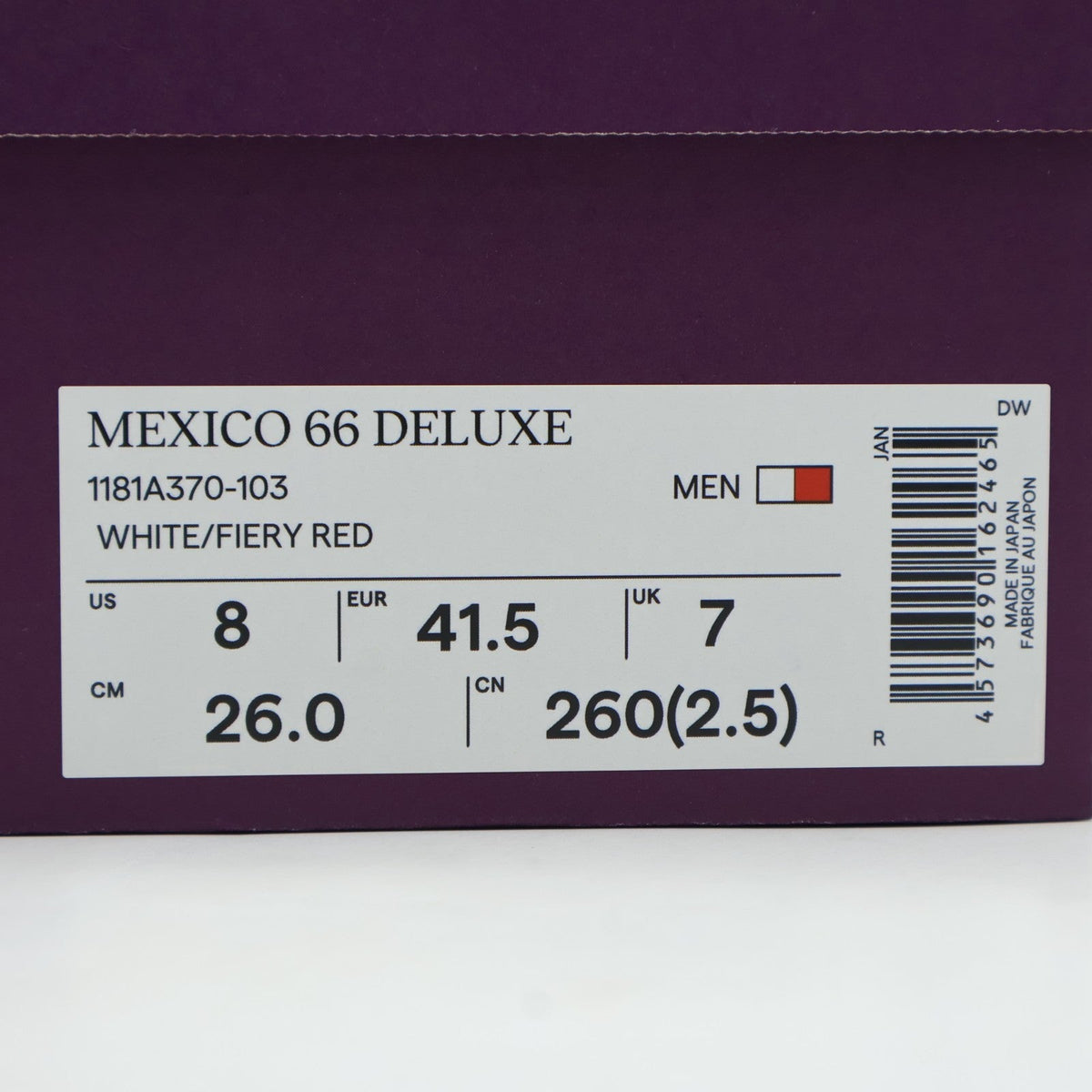 1181A370-103 Onitsuka Tiger NIPPON MADE Mexico 66 Deluxe White Fiery Red (Men's)