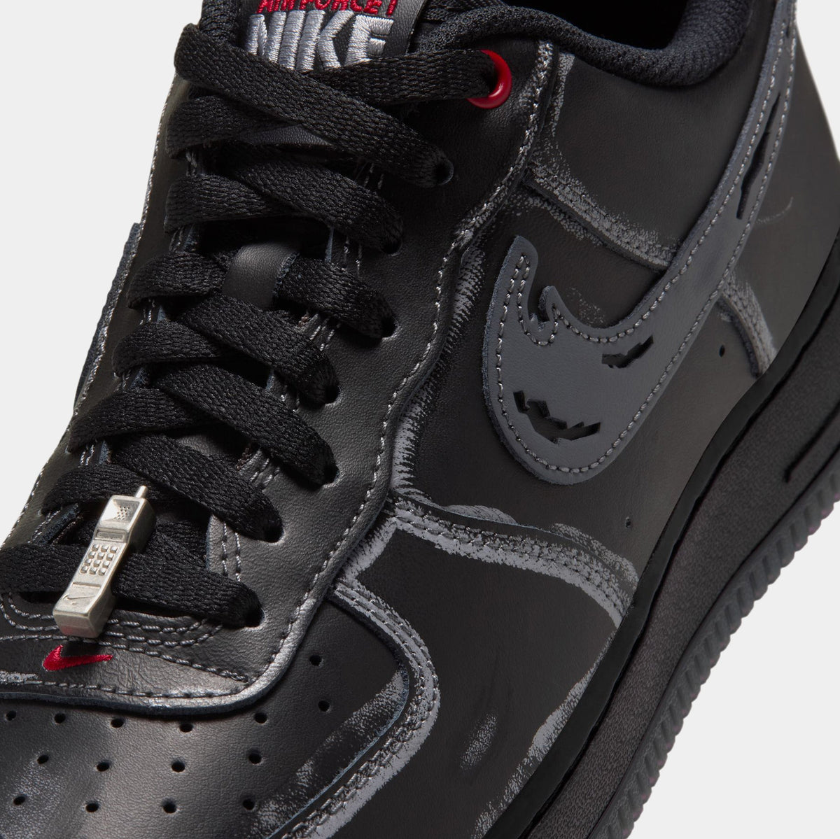 Air Force 1 Low Ghostface Mens Lifestyle Shoes (Black/Stealth/Gym Red/Metallic Silver)