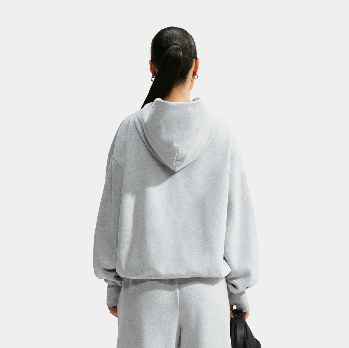 Studio Fleece Medium Oversized Pullover Womens Hoodie (Wolf Grey/Heather/Sail)