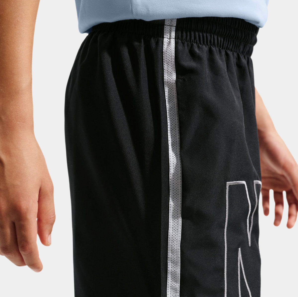Multi Dri Fit Training Woven Grade School Shorts (Black/Pure Platinum/White)