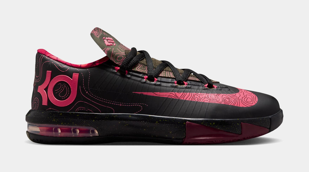 KD 6 Meteorology Black And Medium Olive Grade School Basketball Shoes (Black/Atomic Red/Medium Olive/Noble Red)