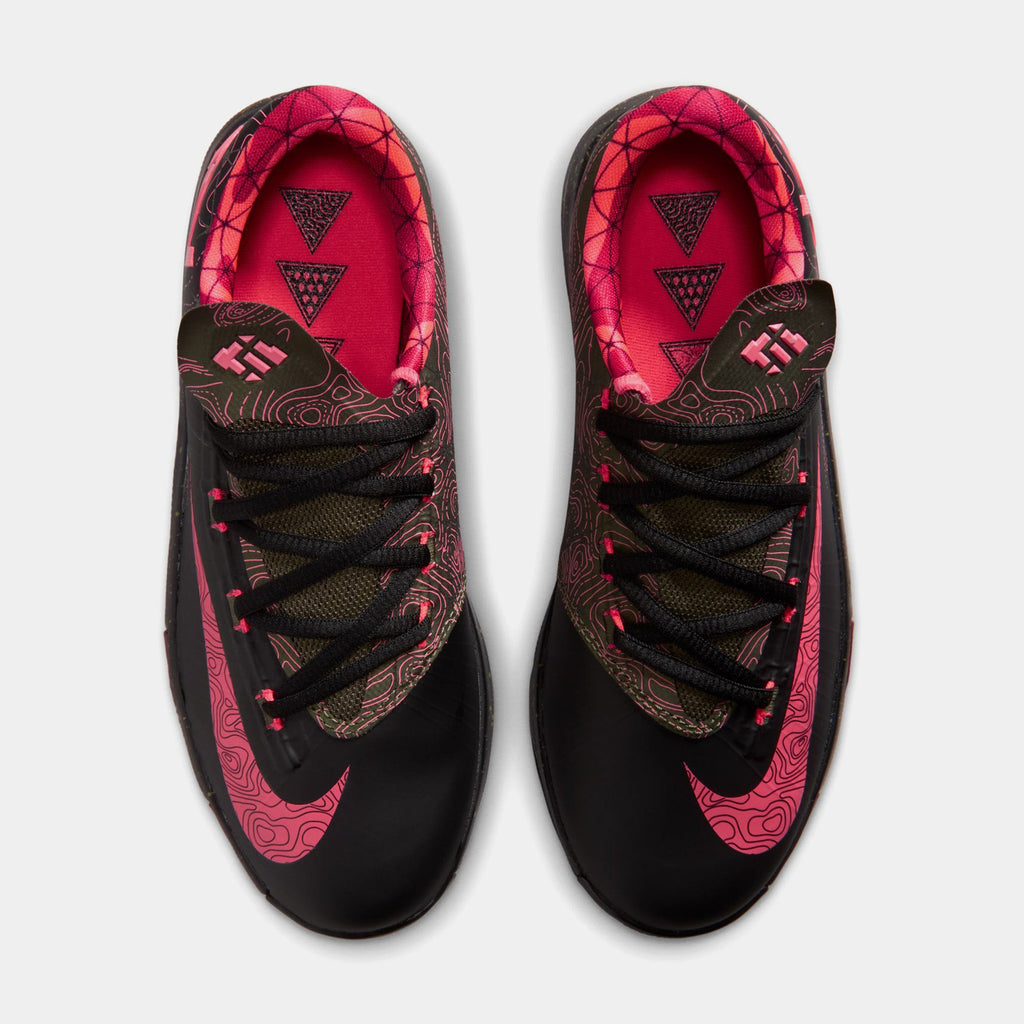 KD 6 Meteorology Black And Medium Olive Grade School Basketball Shoes (Black/Atomic Red/Medium Olive/Noble Red)