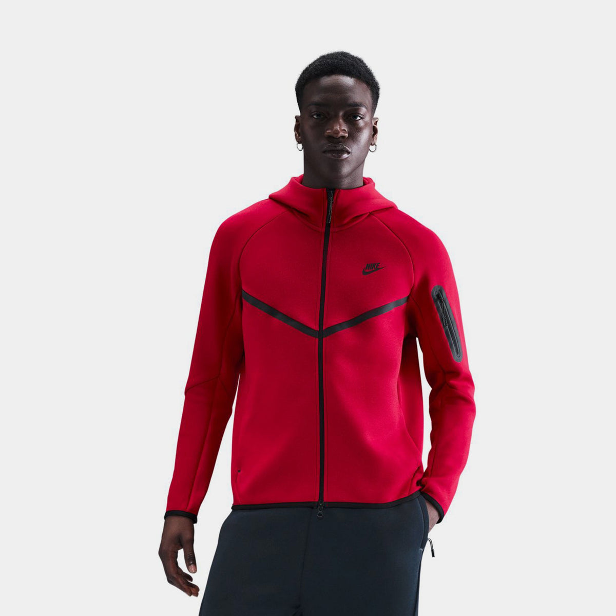Tech Fleece Windrunner Full Zip Mens Jacket (Gym Red/Black)