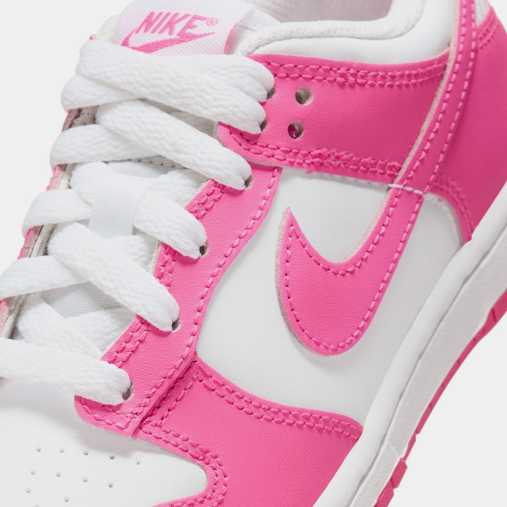 Dunk Low Preschool Lifestyle Shoes (White/Laser Fuchsia)