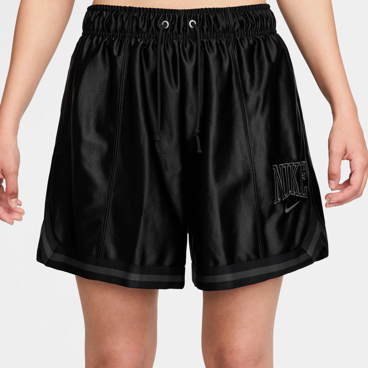 Loose 6" Mid Rise Satin Womens Shorts (Black/Anthracite/Anthracite)