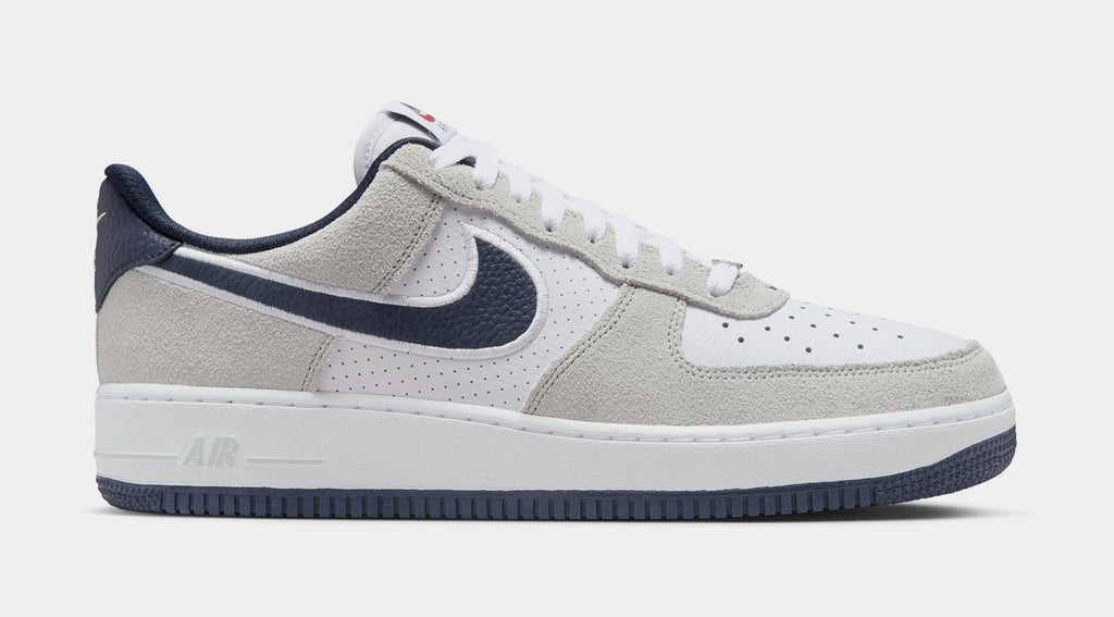 Air Force 1'07 Mens Lifestyle Shoes (White/Obsidian/Pure Platinum/Team Red)