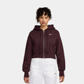 NSW Phoenix Fleece Loose Full Zip Cropped Womens Hoodie (Burgundy Crush/Sail)