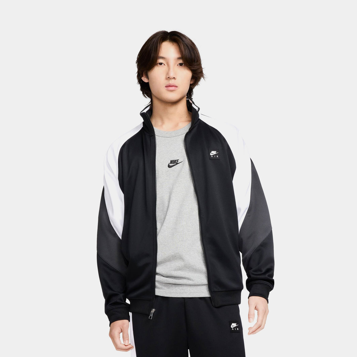 Air Poly Knit Full Zip Mens Jacket (Black/White/Anthracite)