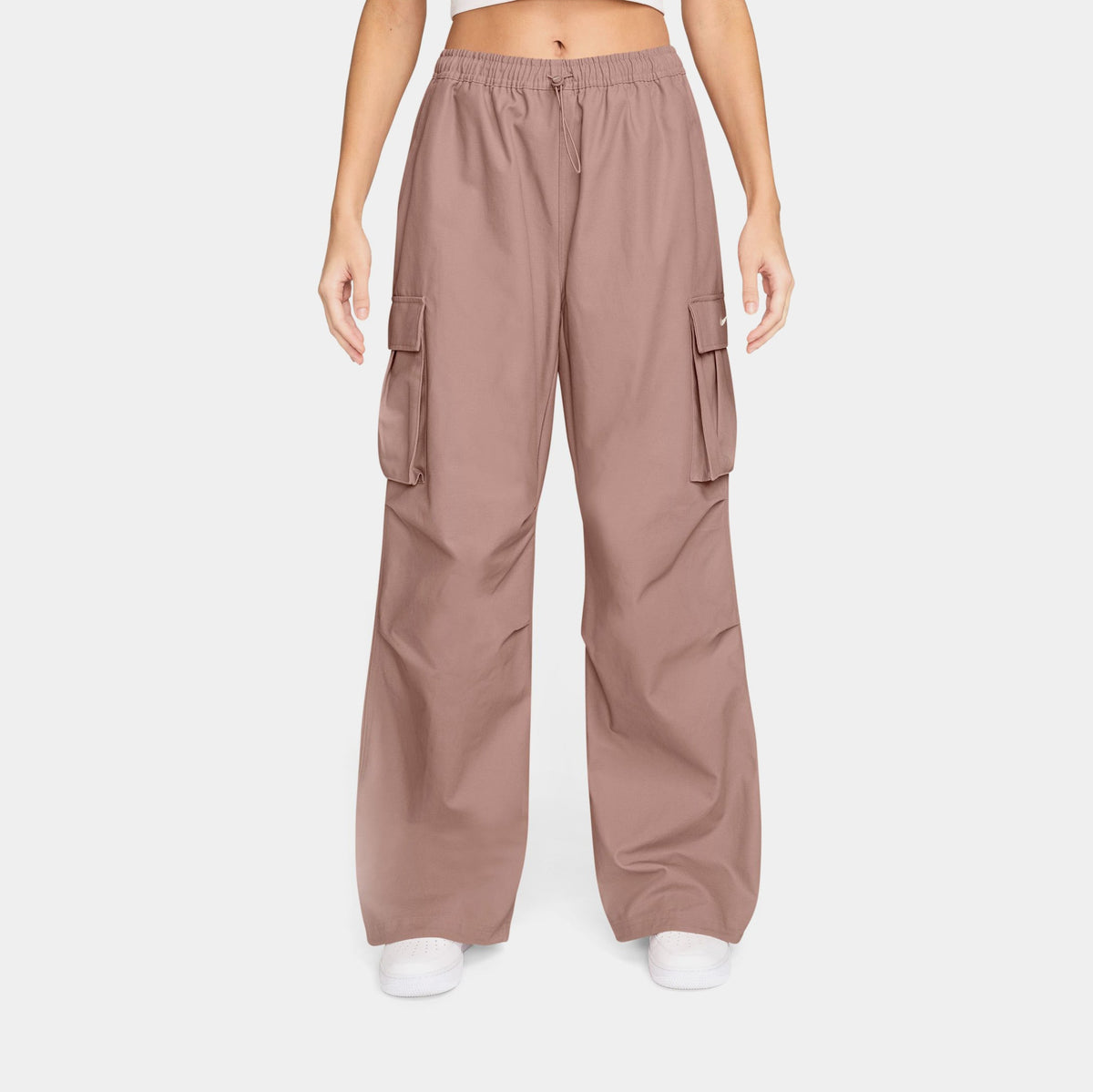 Mid Rise Oversized Woven Cargo Womens Pants (Particle Pink/Sail)