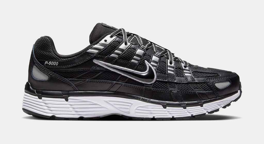 P-6000 Mens Running Shoes (Black/White/Metallic Silver)