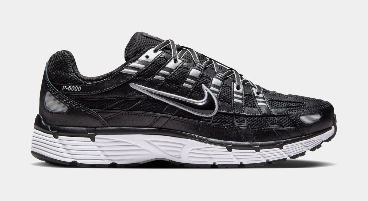 P-6000 Mens Running Shoes (Black/White/Metallic Silver)