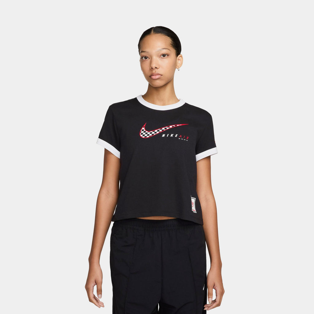 Sportswear Club Moto Womens Short Sleeve Shirt (Black)
