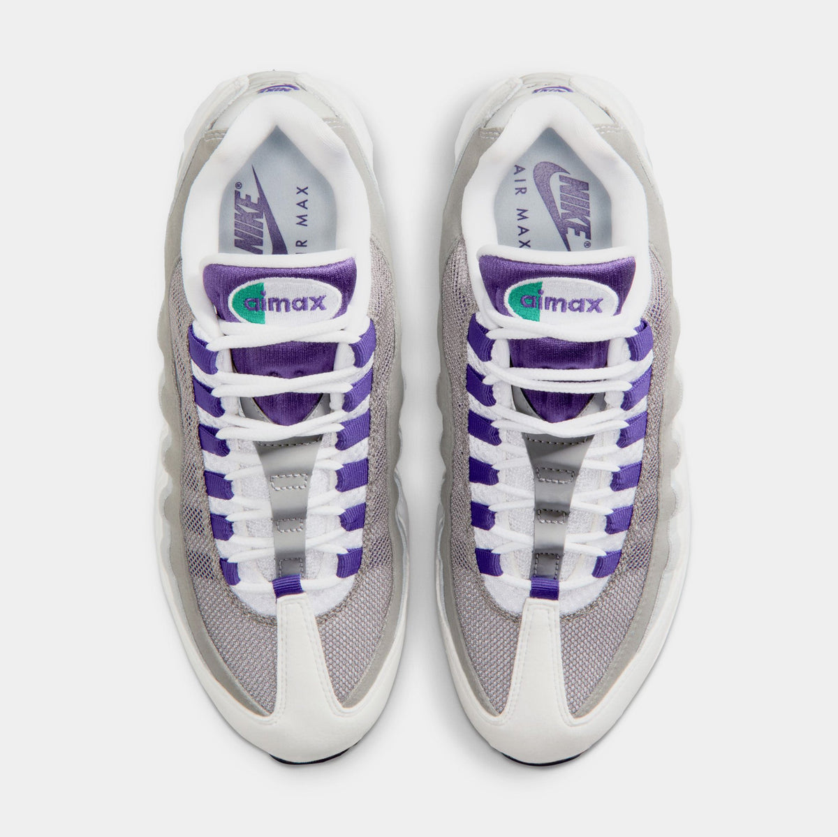 Air Max 95 Big Bubble Grape Womens Running Shoes (White/Emerald Green/Wolf Grey/Court Purple)