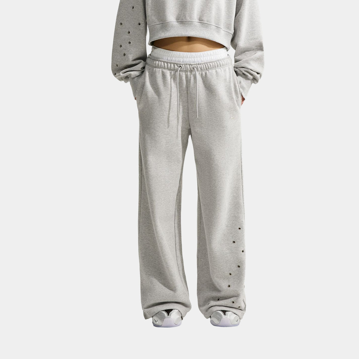 Studio Fleece Medium Weight Mid Rise Wide Leg Womens Sweatpants (Wolf Grey/Heather/Grey Fog/Sail)