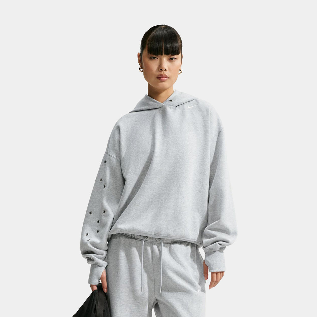 Studio Fleece Medium Oversized Pullover Womens Hoodie (Wolf Grey/Heather/Sail)