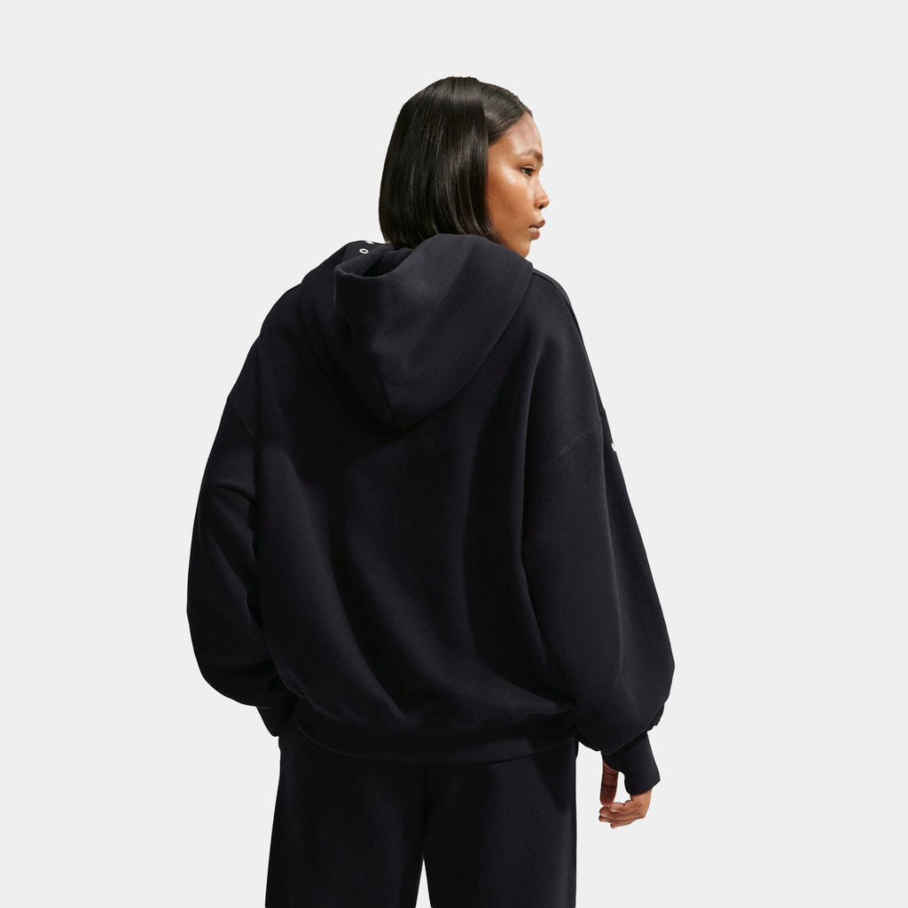 Studio Fleece Medium Weight Oversized Pullover Womens Hoodie (Total Black/Sail)