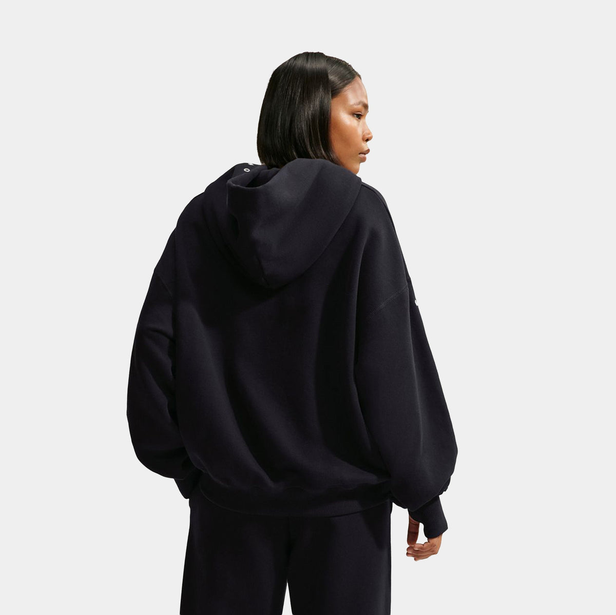 Studio Fleece Medium Weight Oversized Pullover Womens Hoodie (Total Black/Sail)