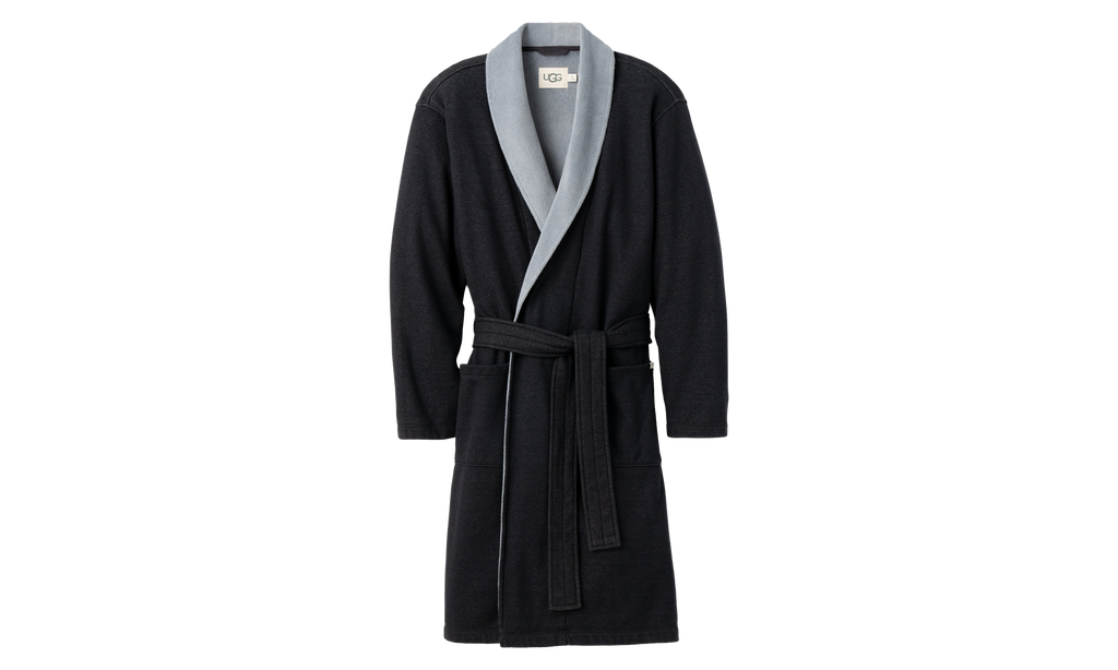 Robinson Soft Fleece Belted Robe "Black / Grey" 1096932 BHTHR