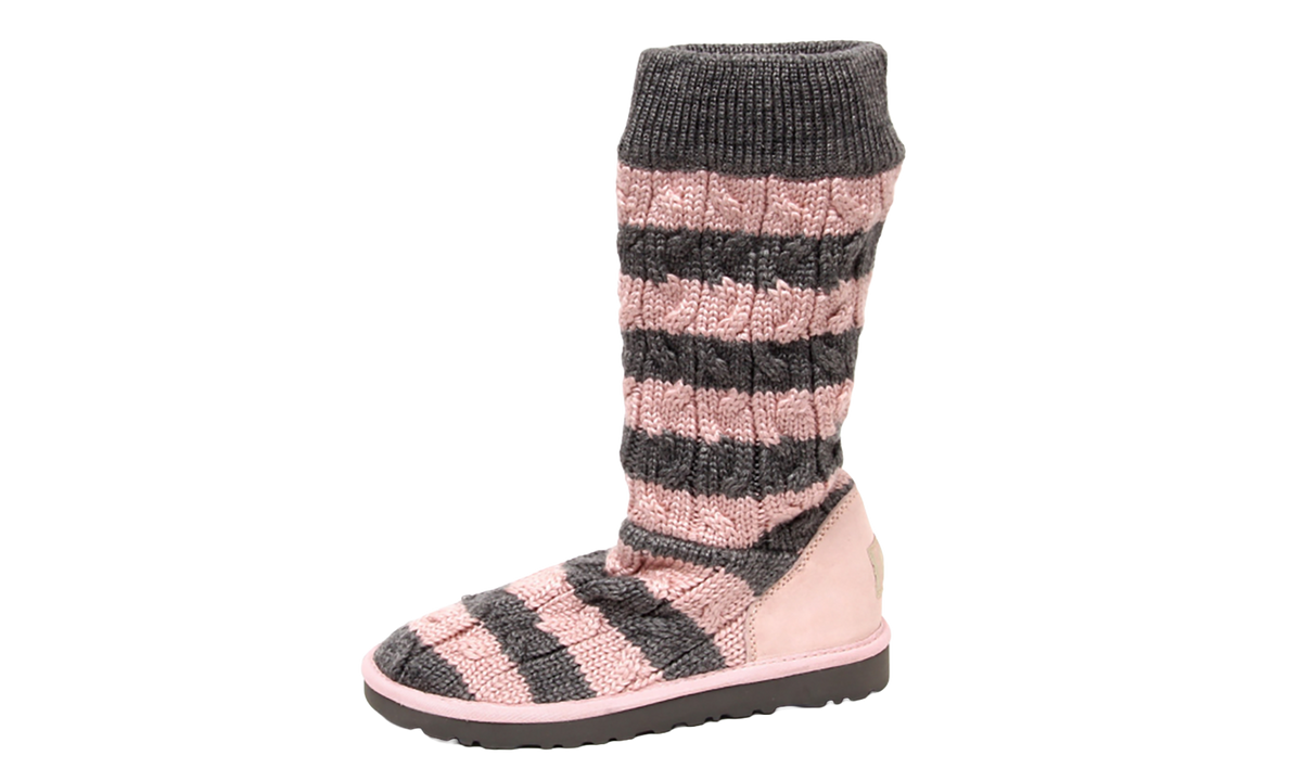 Classic Tall Stripe Cable Knit Boots PS "Bliss Pink Heather Grey" 5996K BPHG